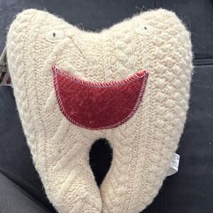 Cream Tooth Fairy pillow. Soft sweater material .Smile is a pocket to put
